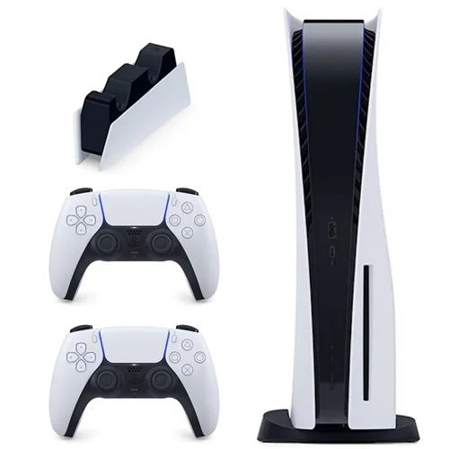 باندل کنسول PS5 Standard به همراه یک کنترلر اضافه و پایه شارژ دوال سنس