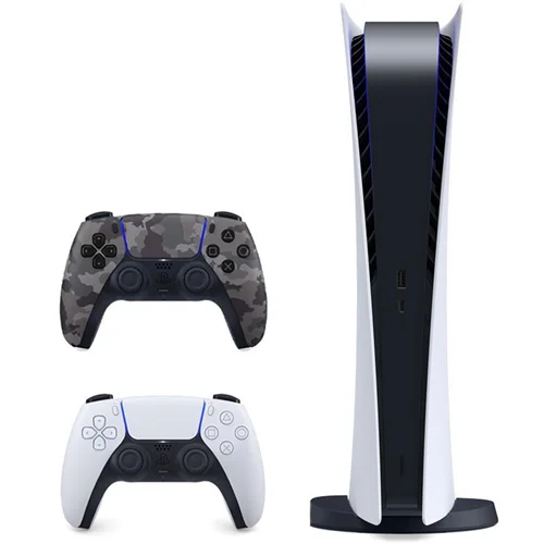 باندل کنسول PS5 Digital به همراه دوال سنس خاکستری ارتشی